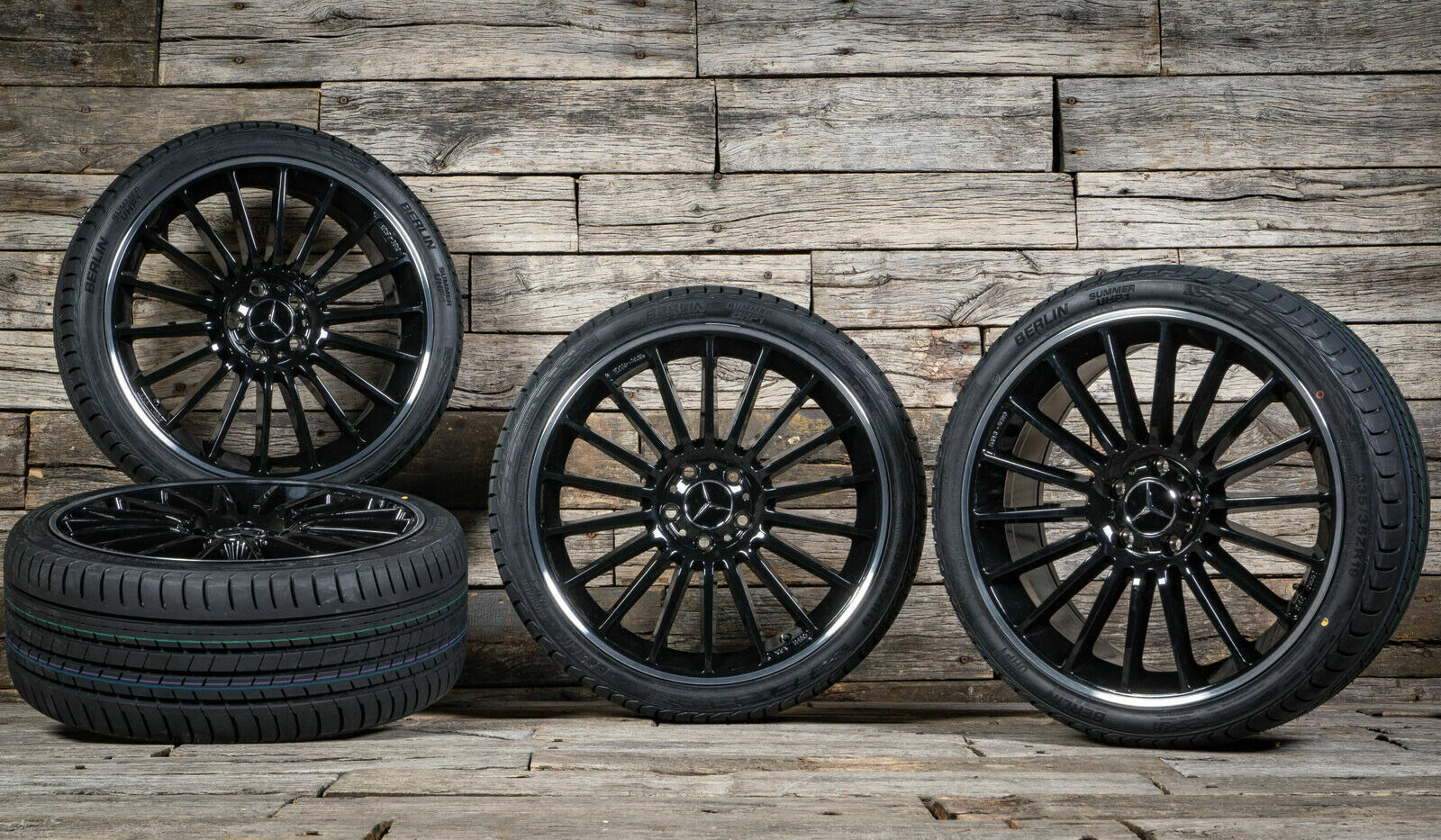 pack complet 4 JANTES NEUVES BLACK POLISH  19'' class E W212  + 4 pneus BERLIN TYRES WINTER SPORT NEIGE 245/35R19 + 275/30R19+ 4VALVES TPMS PROG 8.5x19"