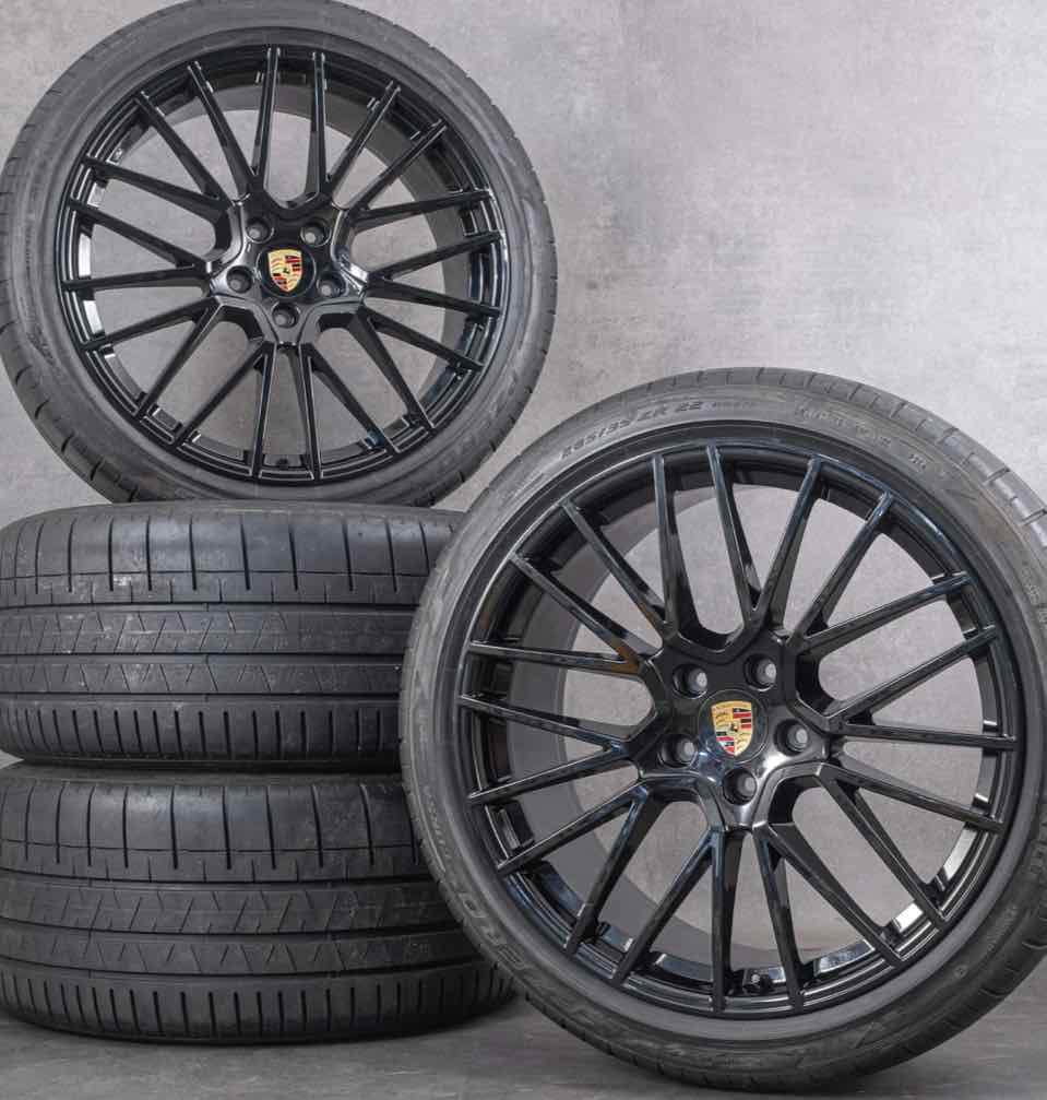 pack complet 4 jantes neuves 21' 5x130 GLOSS Black sport CAYENNE + 4 PNEUS PIRELLI AV+AR  4x4 11X21 9.5x21"