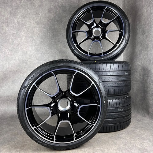 Lot complet de 4 jantes neuves 20/21" ECROU CENTRAL pour 992 TURBO S Porsche + Pneus PIRELLI neige Sottozero 3 + TPMS AR 12X21 et AV 9.5x20"
