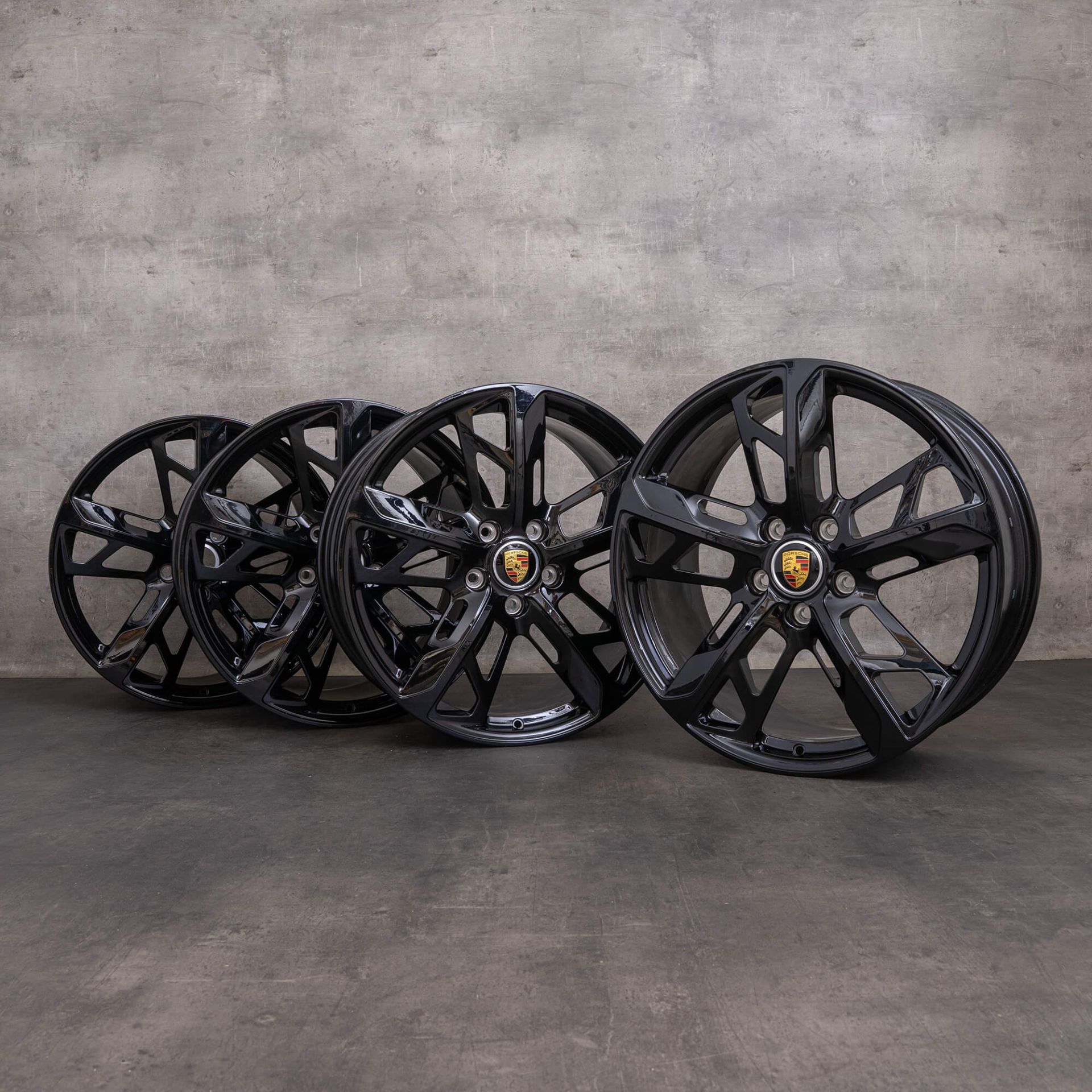 PACK COMPLET 4 JANTES 21 AV+AR PORSCHE NOIR Gloss + 4 x TPMS sensor 11,5x21 et 9.5x21"