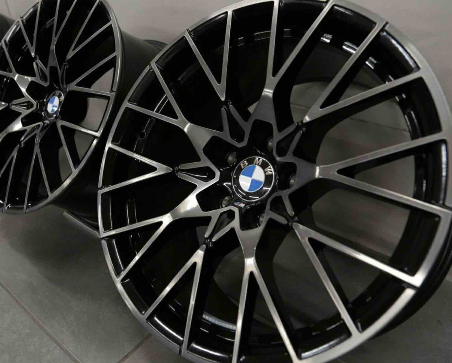 pack de 4 jantes neuves pour BMW version black polish avants + arrières, 9x19 et 8x19"